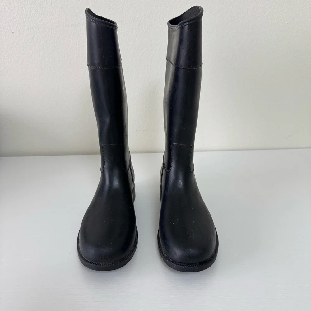 Kids Black Knee-High Rain Boots, Size 1